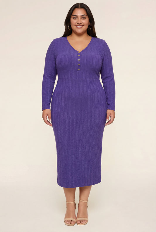 Alessia Buttoned V-Neck Maxi Dress