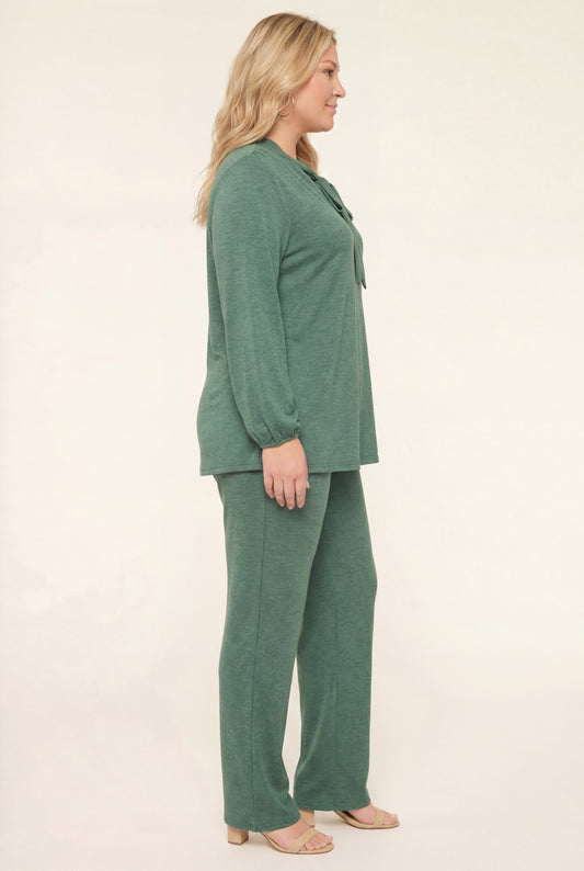 Capri Relaxed Two-Piece Set with Tie-Neck Top