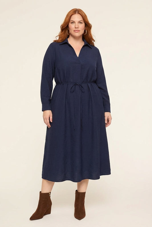 Valeria Wrap-Style Midi Dress with Tie Waist