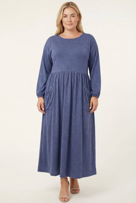 Aurelia Knit Comfort Midi Dress with Pockets