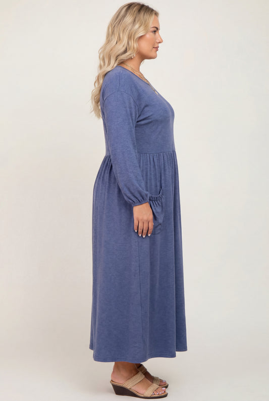 Aurelia Knit Comfort Midi Dress with Pockets